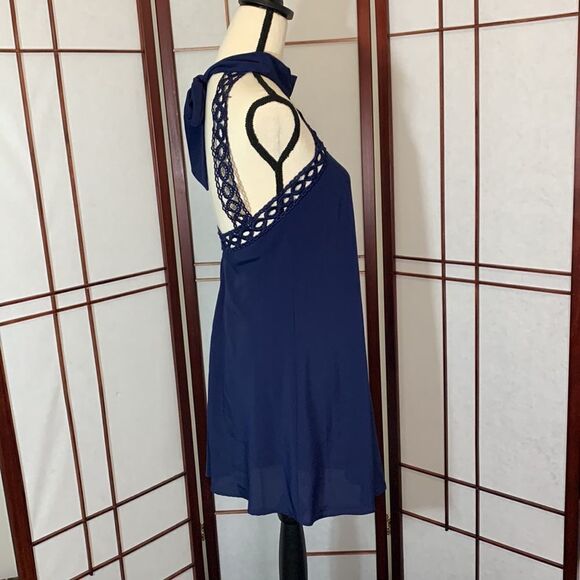 Lulus Dresses Lulus Any Way, Shape, Or Form Navy Blue Lace Halter Dress - Picture 2 of 11
